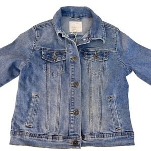 Copper Key Denim Jacket Girls SZ Medium Blue Long Sleeve Casual Classic Stretch